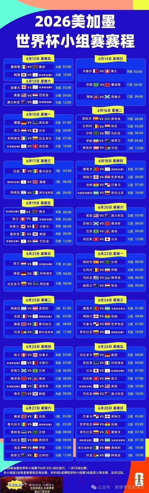 2026世界杯每日赛程高清版赛事详情怎么查 2026世界杯每日赛程高清版赛事详情怎么查